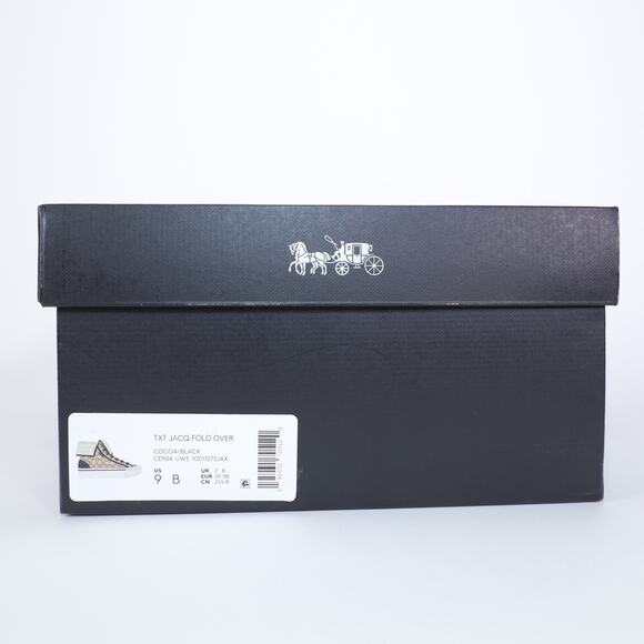 Coach Womens Sig Jacquard Fold Over Sherpa High Tops-Womens 9-Cocoa/Black-NWT - Picture 12 of 13